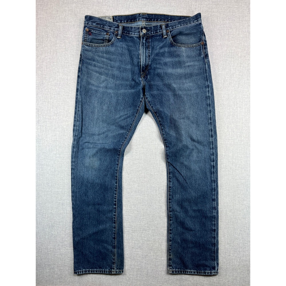 VTG Y2K Polo Ralph Lauren Varick Slim Straight Jeans Men 36x33 Blue Classic Norm